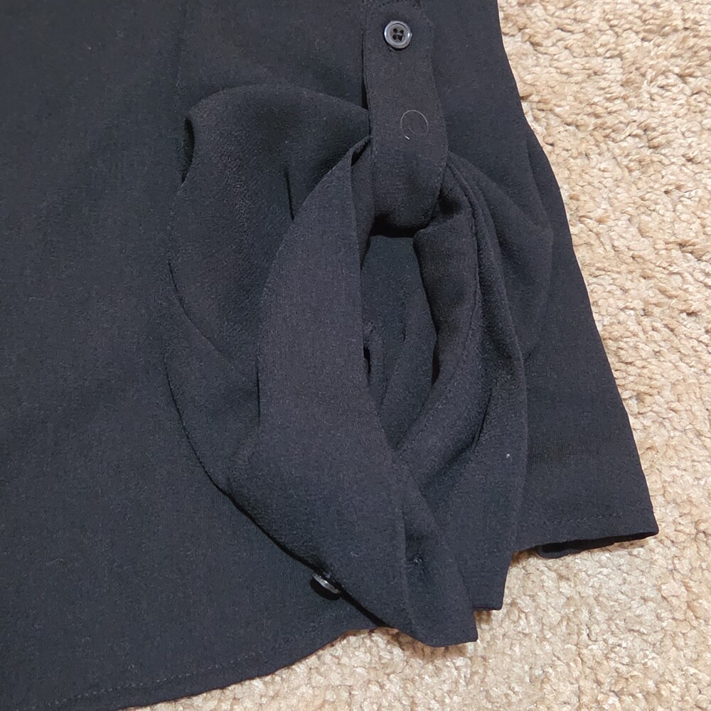 Apt 9 Black Blouse Womens XL V-Neck Roll Tab Sleeve Lightweight Shirt Casual Top - Picture 13 of 16